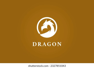 logo dragon circle head silhouette mythical creature