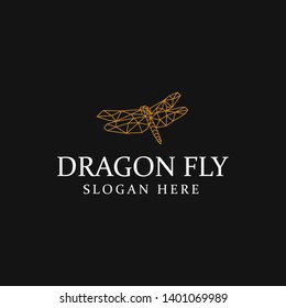 logo of dragon fly with lowpoly style