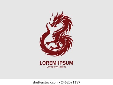 Logo of a Dragon icon silhouette isolated design on white background