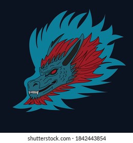 Logo Dragon Vector Roar Illustration Icon. Animal legend from chinese. Flat Cartoon Style