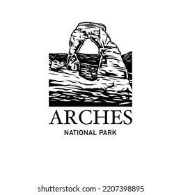 Logo drawing of Arches National Park, vector illustration