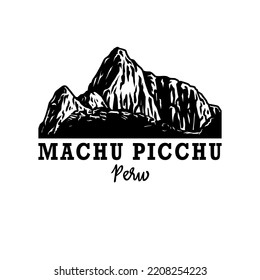 Logo drawing of machu picchu peru, vector illustration