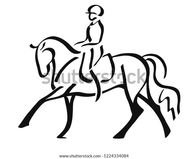 Logo Dressage Horse Rider Stock Vector (Royalty Free) 1224334084