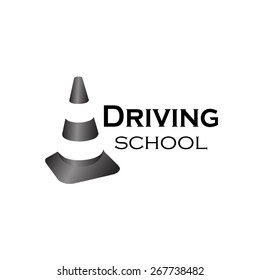 Logo driving school. Gray vector