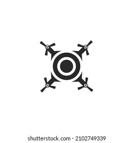 Logo is a Drone with 4 propellers. Black Drone.