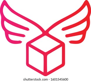 logo drop it box elegant with wings and box colorfull