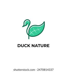 Logo Pato Naturaleza, Icon Pato Combinar con hoja para la empresa