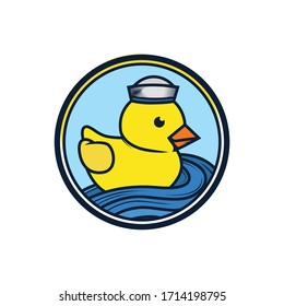 Logo duck toy wearing a sailor hat. 
