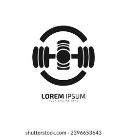 A logo of dumbbell vector icon design silhouette gym, fitness concept in circle