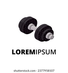 LOGO with dumbbells for sports.Vector illustration.