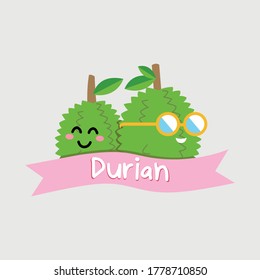 Logo durian with pink ribbon style.