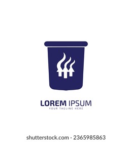Un logotipo de la plantilla de diseño de iconos de silueta de vectores de basura