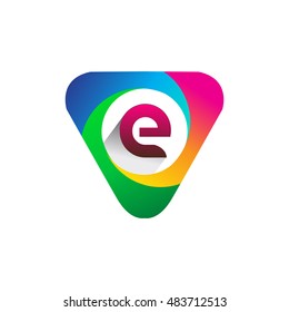 logo E letter, colorful icon in the triangle shape, Vector design template elements for your application or company identity.