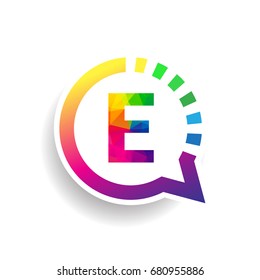 logo E letter colorful on circle chat icon. Vector design for your application or company identity.