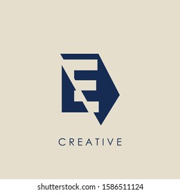 Logo E Letter Geomtrical Techno Half Hexagon. Vector design concept geomtric half hexagon  with letter logo icon.