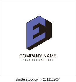 Logo "E" letter shaped hexagon vector