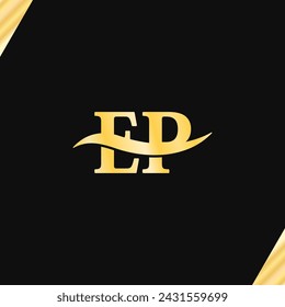 Logo E P Letter minimal design luxury serif typography vector of business name golden Monogram art Logos