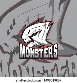 Logo E sport Gaming with concept monster