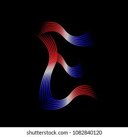 Logo E  vector illustration. France flag color