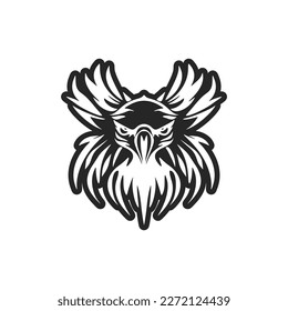 Logo de un águila con gráficos vectoriales en blanco y negro.