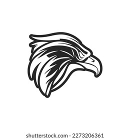 A logo with an eagle, black and white in vector form.
