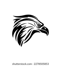 Logo of an eagle in black and white, vector style.