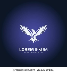 logo of eagle or hawk vector bird design. Eagle and hawk icon on blue and black background.