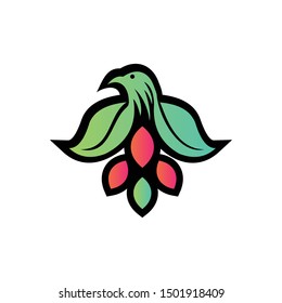 logo eagle leaf in green  leaves