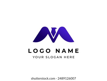 Logo Eagle and Letter M, Strong modern and minimalist logo identity, Editable file