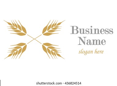 Logo with ear of wheat - vector illustration. 