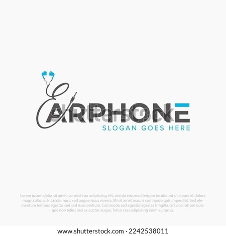 Logo with earphone shape vector illustration. Earphone logo concept. Creative Letter E icon. Modern isolated vector illustration for word earphone