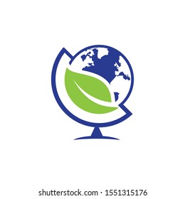 logo Earth Globe Green Leaves Nature