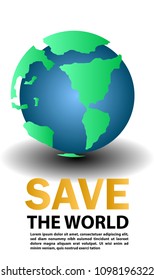 Logo Earth for save the world, Concept green environment.
