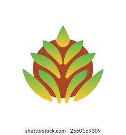 El brote de tierra del logotipo lleva el tema de la naturaleza y de la vida con un símbolo verde fresco de la hoja