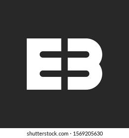 Logo EB or E3 initials modern monogram stylish bold font, linked two white letters E and B on the black for tech business card emblem