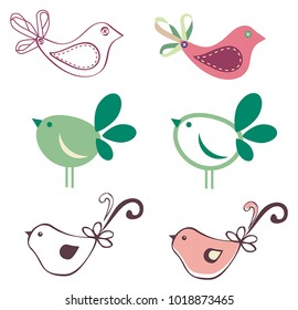 logo eco cute bird with feathers