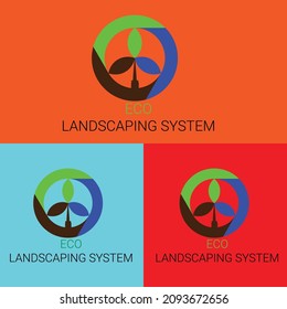 logo eco landscaping system. eco system. corporate business logo