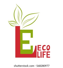 logo eco life of two caps and three green leaves