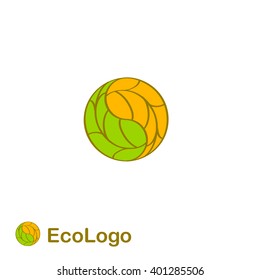 Logo ecology of the leaves of trees. Yin Yang.