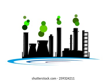 logo. Ecology, plant with a smoke of green color and water
