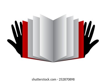 logo. Education, the book in hands