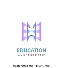 Logo education book vector school design icon template people symbol study library