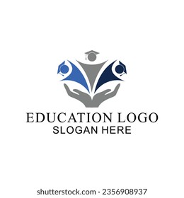 logo with education concept, book vector and student success