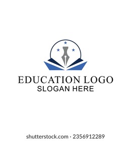 logo with education concept, book vector and student success