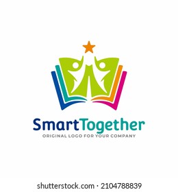 Logo For Educational Businesses, Educational Logos With The Concept Of Books And People Reach Stars.