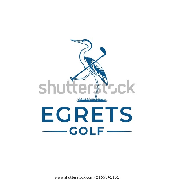 logo of an\
egret carrying a golf club on his\
feet