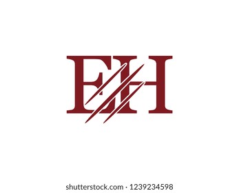 the logo of the EH letter with the style of scratching the incision