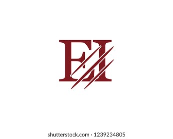 the logo of the EI letter with the style of scratching the incision