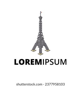 LOGO with Eiffel Tower for print and design. .Vector illustration.