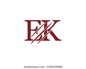 the logo of the EK letter with the style of scratching the incision